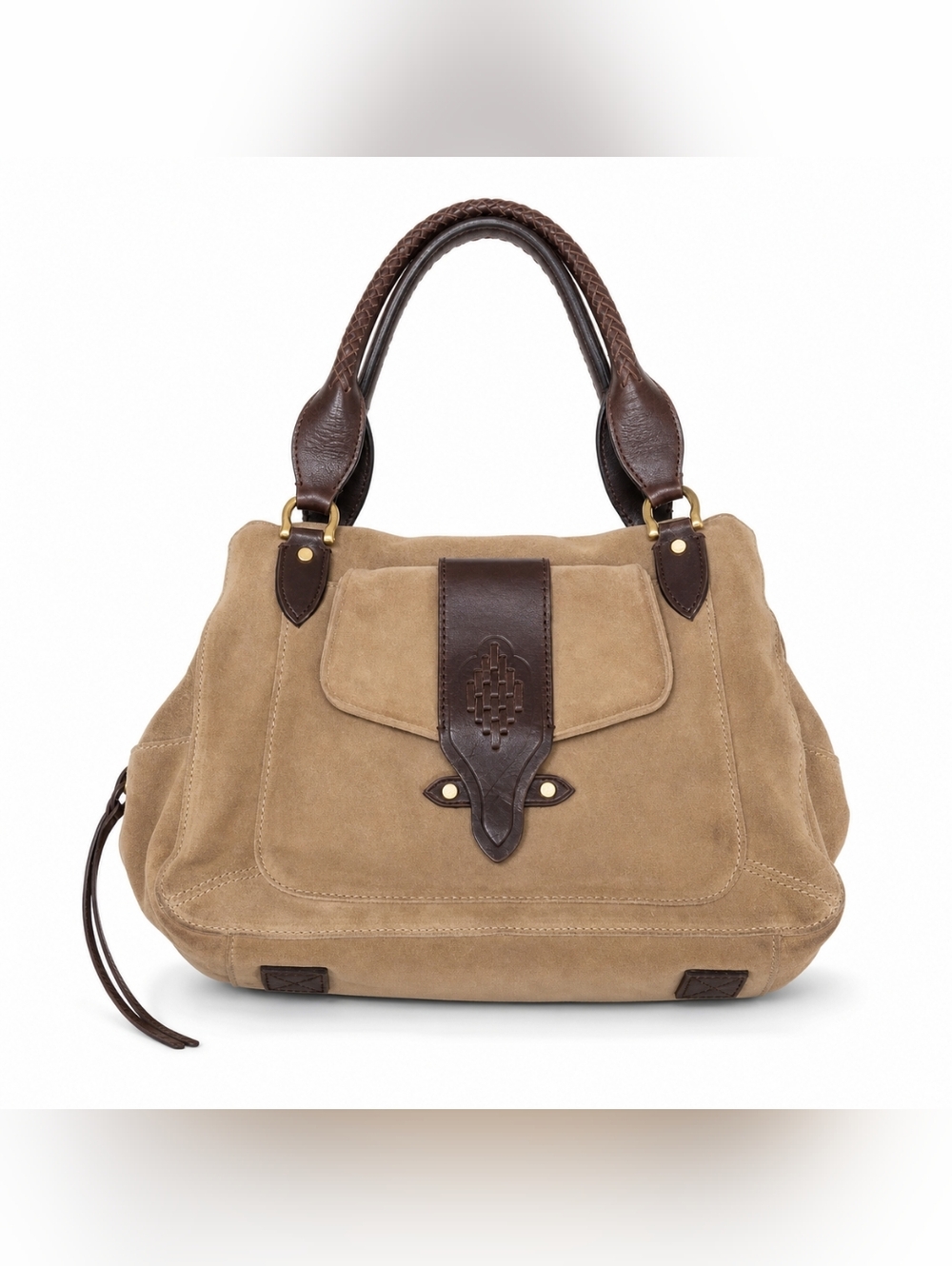 Cole Haan Madelyn Brown Suede Leather Hobo Satchel Shoulder Bag Magnetic/Zipper